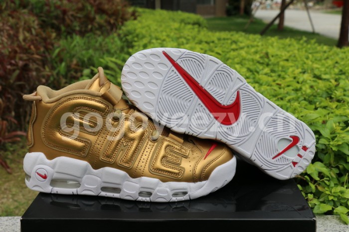 Authentic Supreme x Nike Air More Uptempo Gold