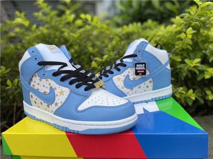 Authentic Supreme X Nike SB Dunk High Pro Blue