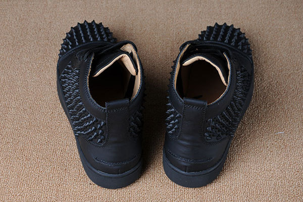 Super Max Perfect Christian Louboutin Red Bottom 3Spikes on Top Black Matte Leather Men Shoes(with receipt )