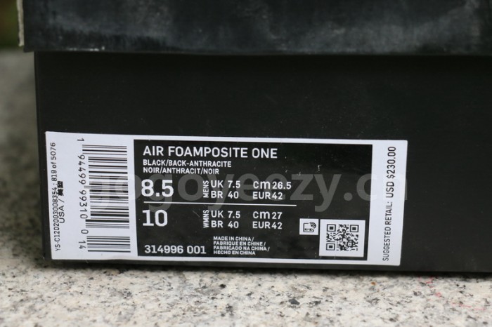 Authentic Nike Air Foamposite One “Anthracite”