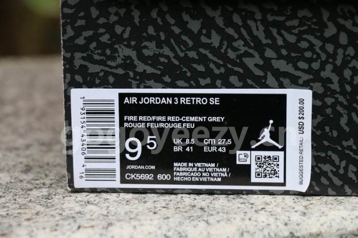 Authentic Air Jordan 3 “Red Cement”