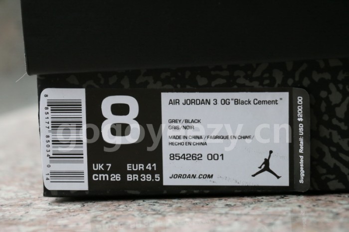 Authentic Air Jordan 3'88 Retro “Black Cement”