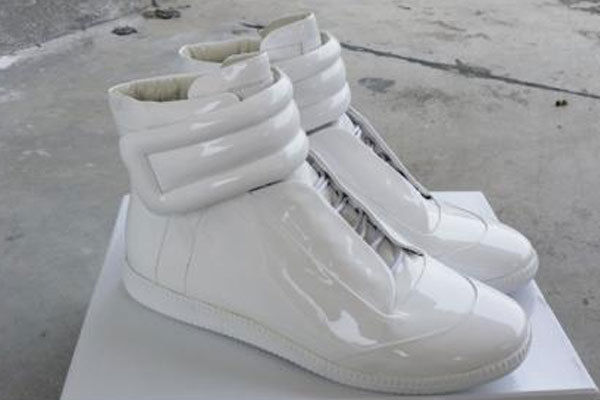 Maison Martin Margiela White Patern Leather High-Top Sneaker for Men