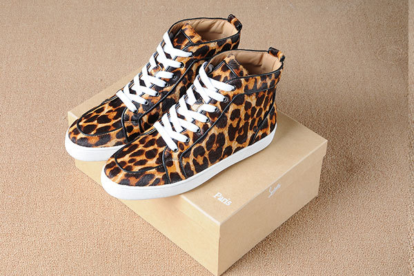 Super Max Perfect Christian Louboutin Rantus Men's Flat Leopard Fuzzy(with receipt)
