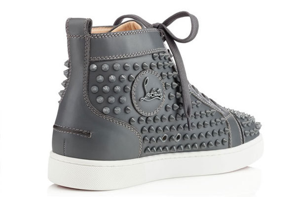 Super Max Perfect Christian Louboutin Louis Spikes Men's Flat Grey(with receipt)