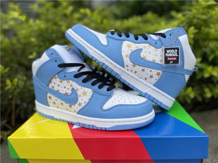 Authentic Supreme X Nike SB Dunk High Pro Blue