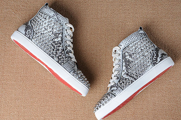 Super Max Perfect Christian Louboutin Louis spikes men's flat Python Leather(with receipt)