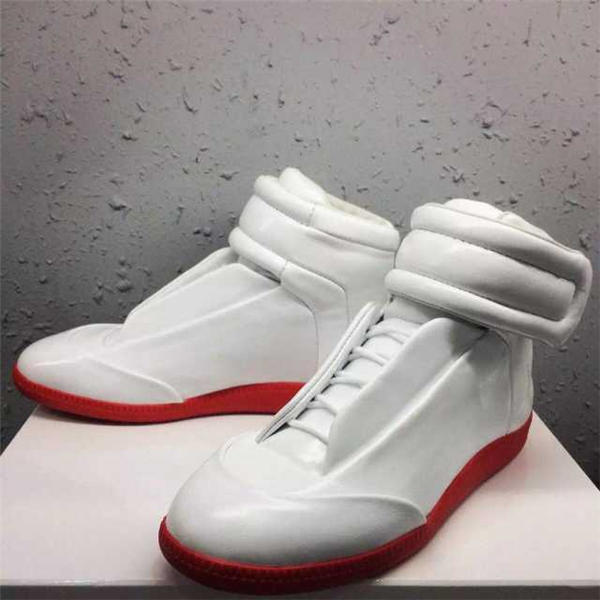 Maison Martin Margiela White Red Leather Future High-Top Sneakers