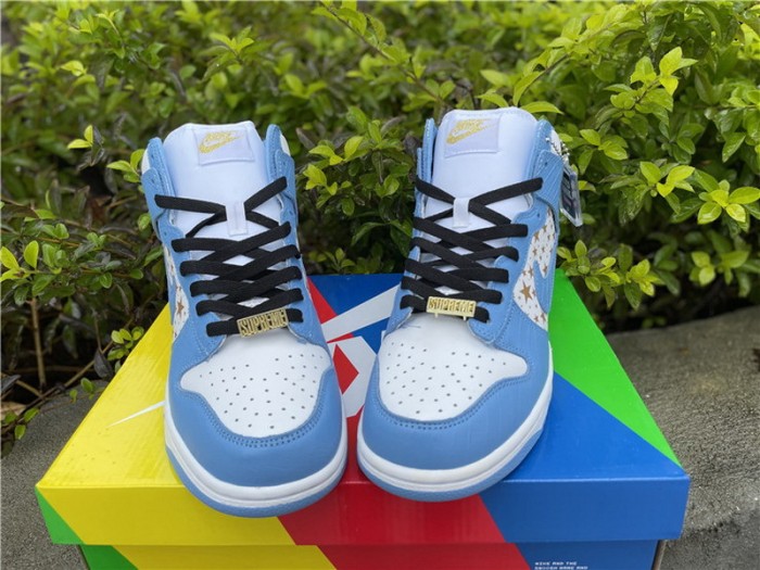 Authentic Supreme X Nike SB Dunk High Pro Blue