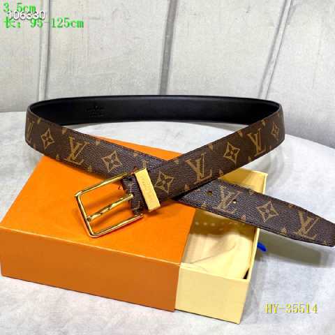 Super Perfect Quality LV Belts(100% Genuine Leather Steel Buckle)-2396