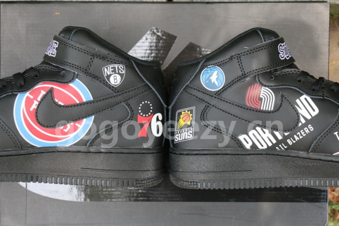 Authentic Supreme x NBA x Nike Air Force 1 Mid Black