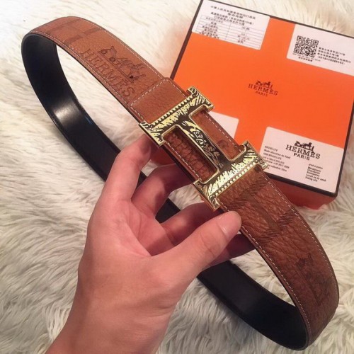 Super Perfect Quality Hermes Belts(100% Genuine Leather,Reversible Steel Buckle)-357