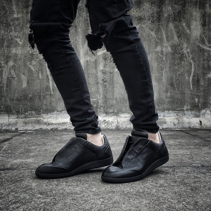 Maison Martin Margiela Black Leather Future Low-Top Sneakers