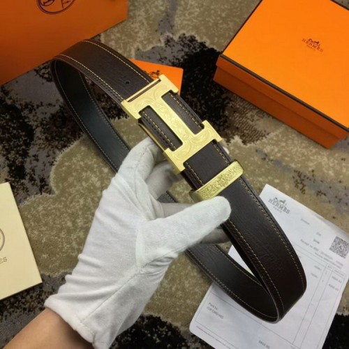 Super Perfect Quality Hermes Belts(100% Genuine Leather,Reversible Steel Buckle)-259