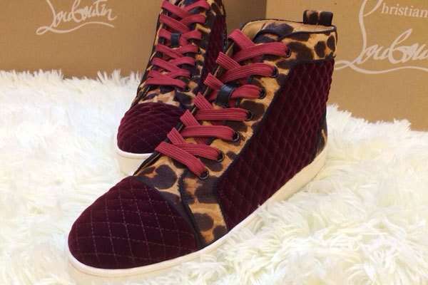 Super perfect Christian Louboutin Louis Men's Flat dark red with Leopard(with receipt)