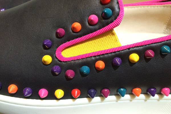 Super Max Perfect Christian louboutin Roller-Boat Flat leather sneakers with colorful spikes(with receipt)