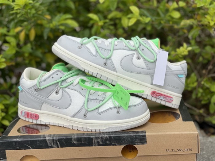 Authentic OFF-WHITE x Nike Dunk Low “The 50” Beige  Mint Green