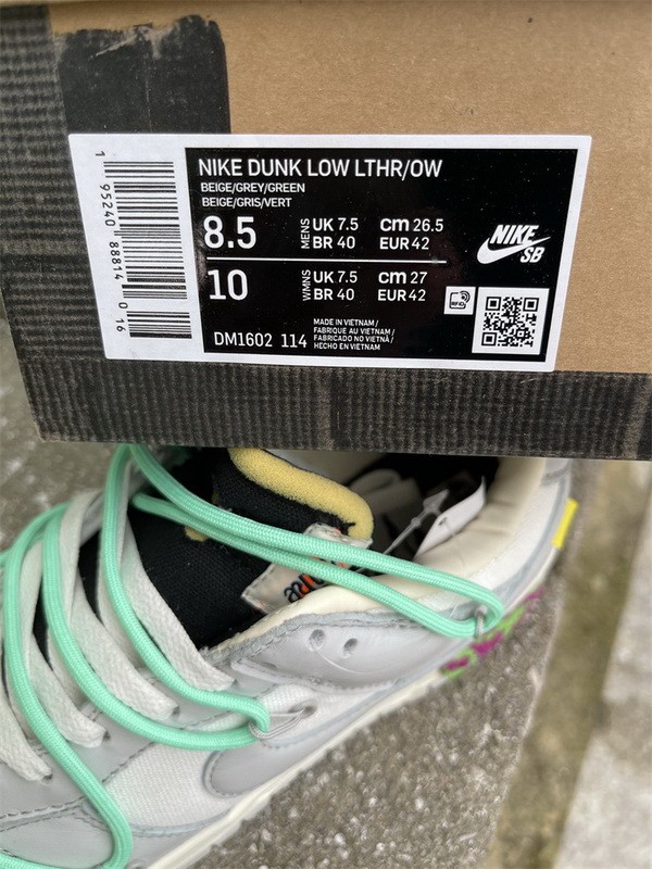 Authentic OFF-WHITE x Nike Dunk Low “The 50” Beige Grey Green