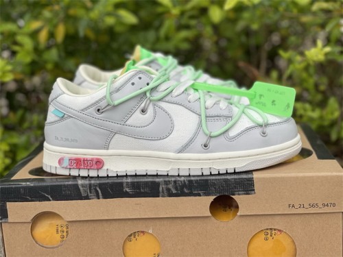 Authentic OFF-WHITE x Nike Dunk Low “The 50” Beige  Mint Green
