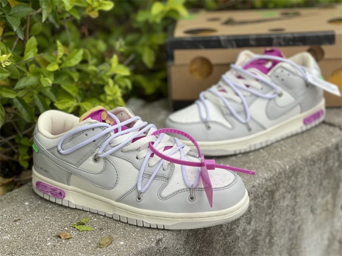 Authentic OFF-WHITE x Nike Dunk Low “The 50” Beige Purple
