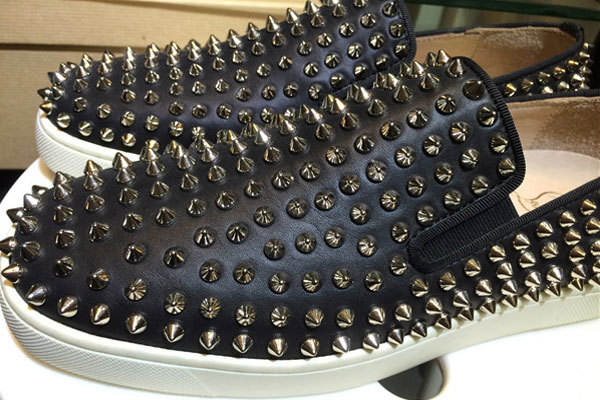 Super Max Perfect Christian Louboutin Roller Boat Mens Flat Sneakers with golden spikes(with receipt)