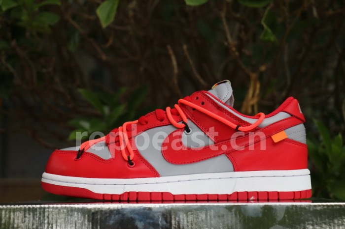 Authentic OFF-WHITE x Nike Dunk Low Red Grey