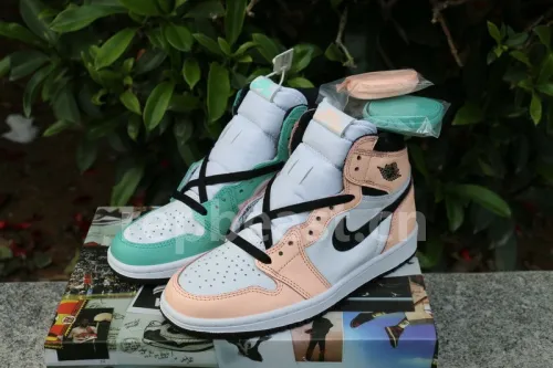 Authentic Air Jordan 1 Pink Green