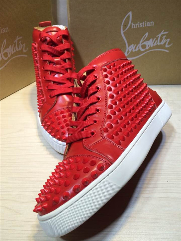 Super Max perfect Christian Louboutin High Top Sipke Red Leather White Sole Sneaker(with receipt)