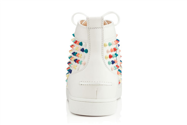 Super Max Perfect Christian Louboutin Louis Spikes Men's Flat white With Colorful Studs(with receipt)
