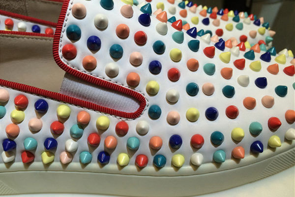 Super Max Perfect Christian Louboutin Pik Boat White Colorful Spike Men Low Sneaker(with receipt)