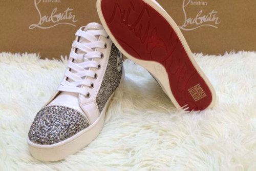 Super Max perfect Christian Louboutin Louis Men's Flat Strass White Leather(with receipt)