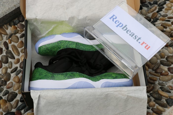 Authentic Air Jordan 11 Low “Green Snakeskin”Shoes