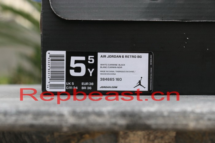 Authentic Air Jordan 6 GS Carmine