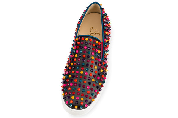 Super Max Perfect Christian Louboutin Roller-Boat Men's Flat Colorful Studs(with receipt)