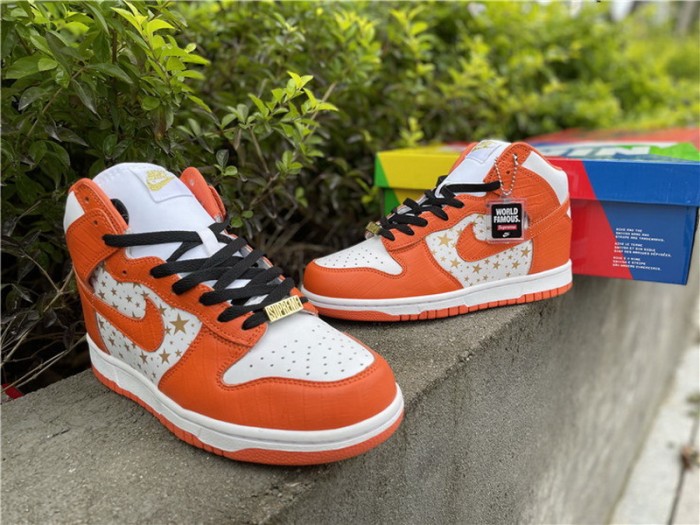 Authentic Supreme x Nike SB Dunk High”Stars Orange”