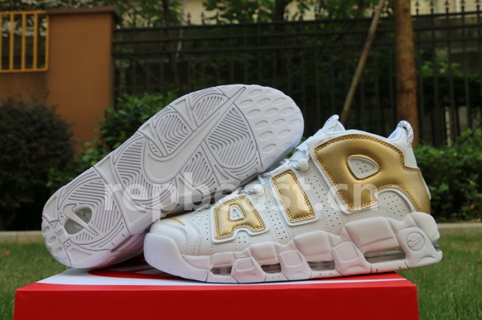 Authentic Nike Air More Uptempo White Gold