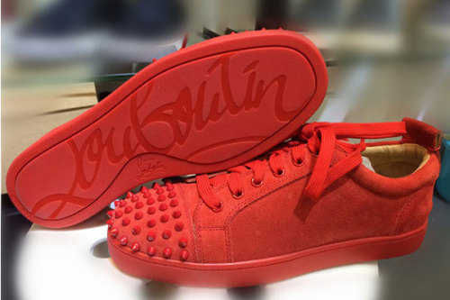 Super Max Perfect Christian Louboutin Louis Junior Spikes red Flat sneakers(with receipt)