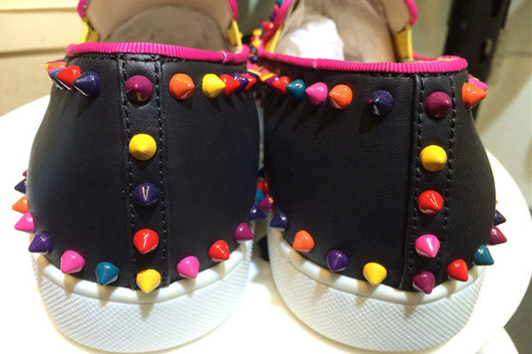 Super Max Perfect Christian louboutin Roller-Boat Flat leather sneakers with colorful spikes(with receipt)