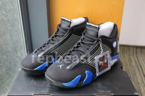 Authentic Supreme x Air Jordan 14 Black Blue