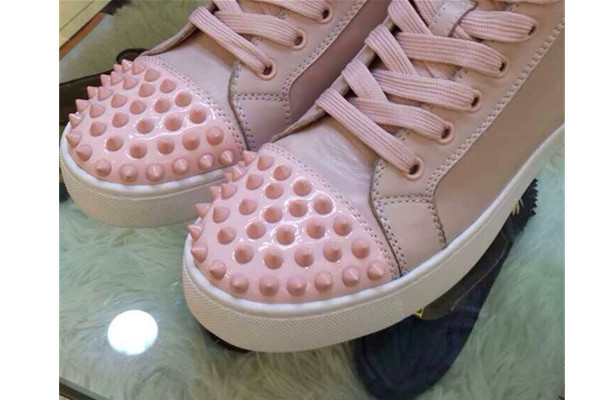 Super Max Perfect Christian Louboutin Louis spikes orlato men's flat pink(with receipt)