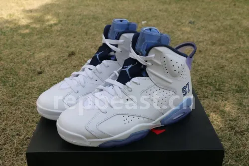 Authentic Air Jordan 6 UNC Championship PE White