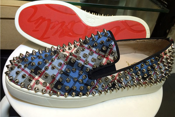 Super Max Perfect Christian Louboutin Pik Boat Mens Flat Sneakers with golden spikes(with receipt)