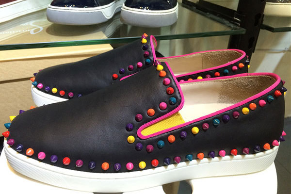 Super Max Perfect Christian louboutin Roller-Boat Flat leather sneakers with colorful spikes(with receipt)