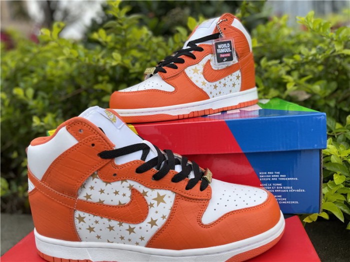 Authentic Supreme x Nike SB Dunk High”Stars Orange”