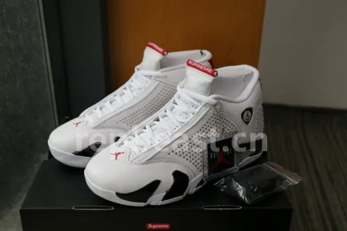 Authentic Supreme x Air Jordan 14 White
