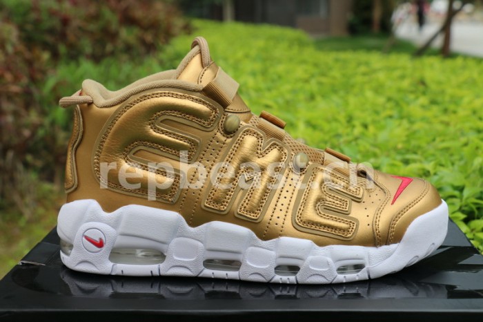Authentic Supreme x Nike Air More Uptempo Gold