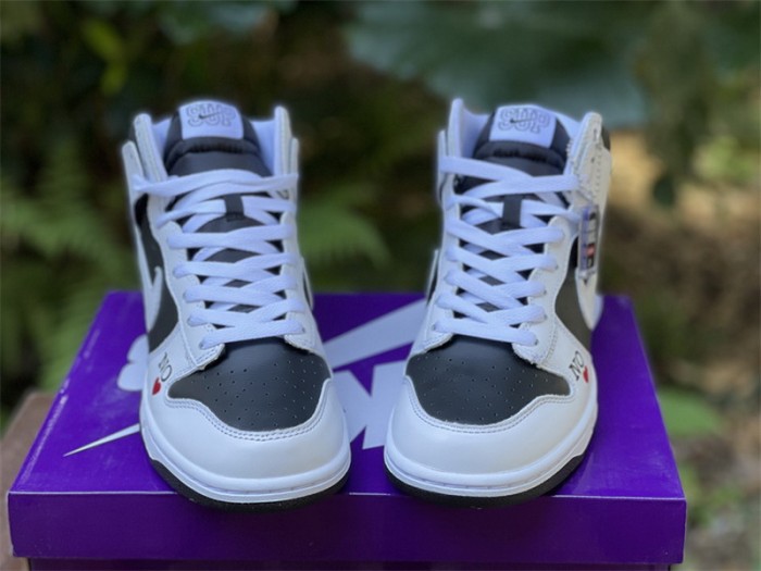 Authentic Supreme x Nike SB Dunk High QS “By Any Means”White Black