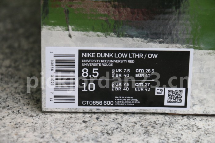 Authentic OFF-WHITE x Nike Dunk Low Red Grey