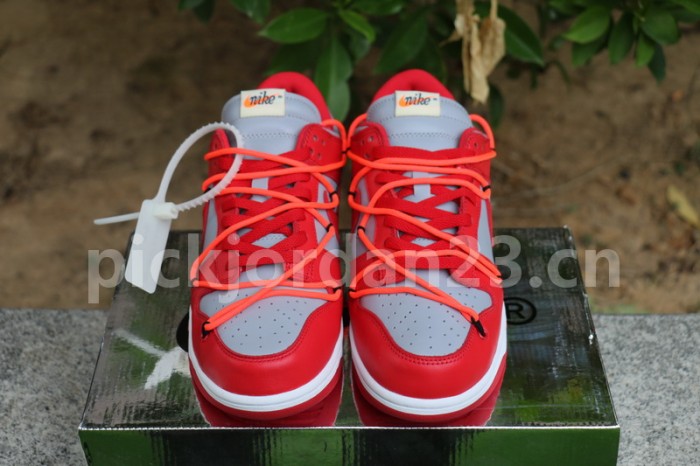 Authentic OFF-WHITE x Nike Dunk Low Red Grey