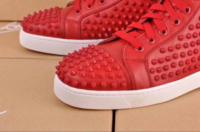 Super Max Perfect Christian Louboutin Louis Spikes Men's Flat Sneaker with Glossy Red Sole（with receipt)